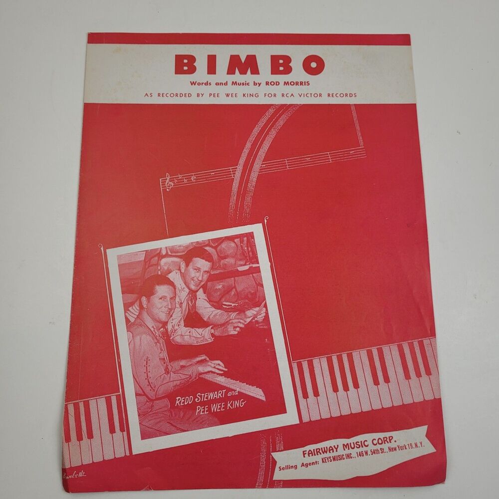 Vintage 1953 Bimbo Sheet Music Rod Morris, Fairway Music Corp